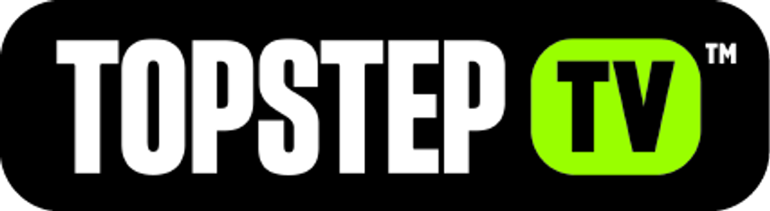 Topstep TV promo graphic advertising live trading content and subscriptions.