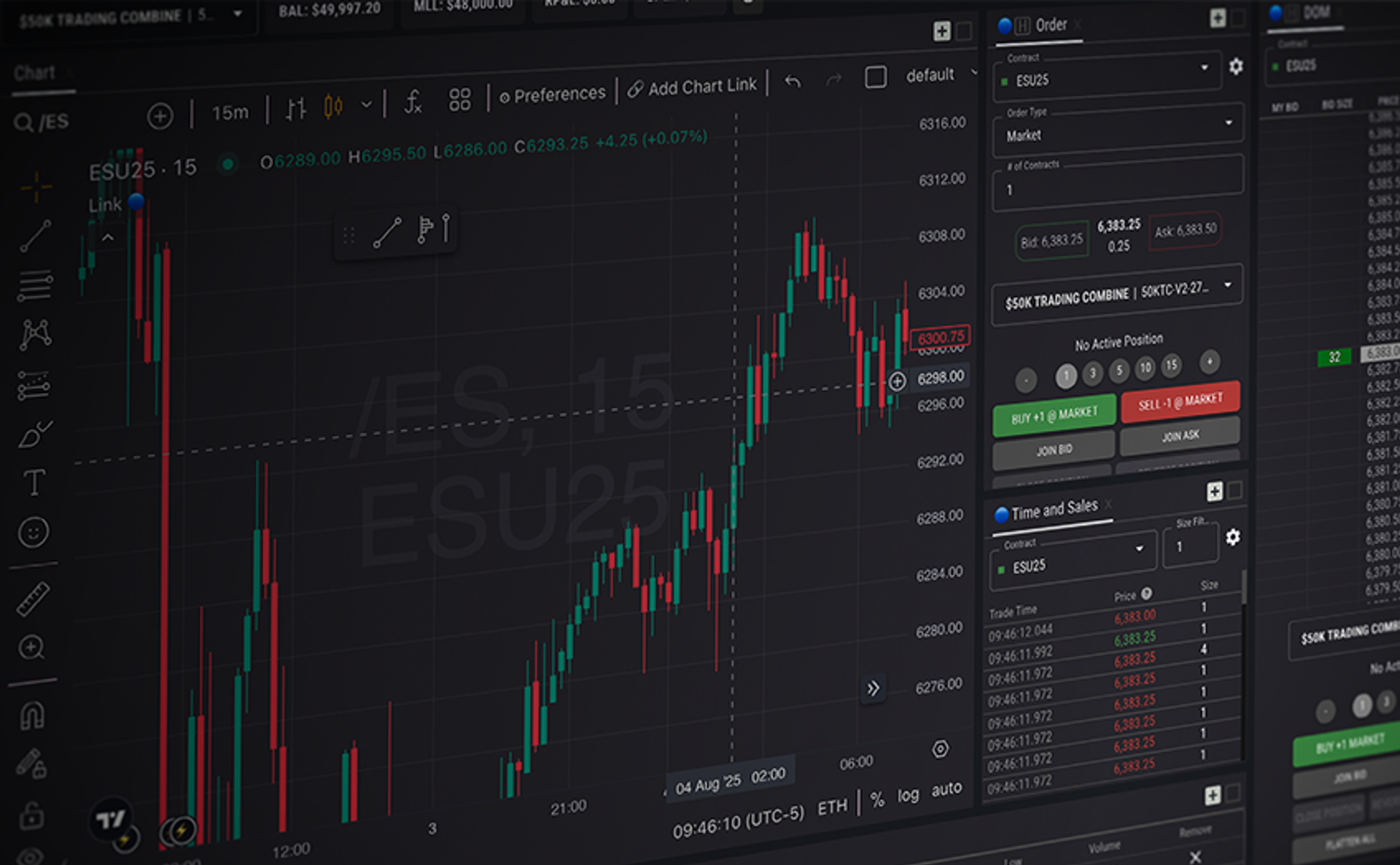 TopstepX trading screen