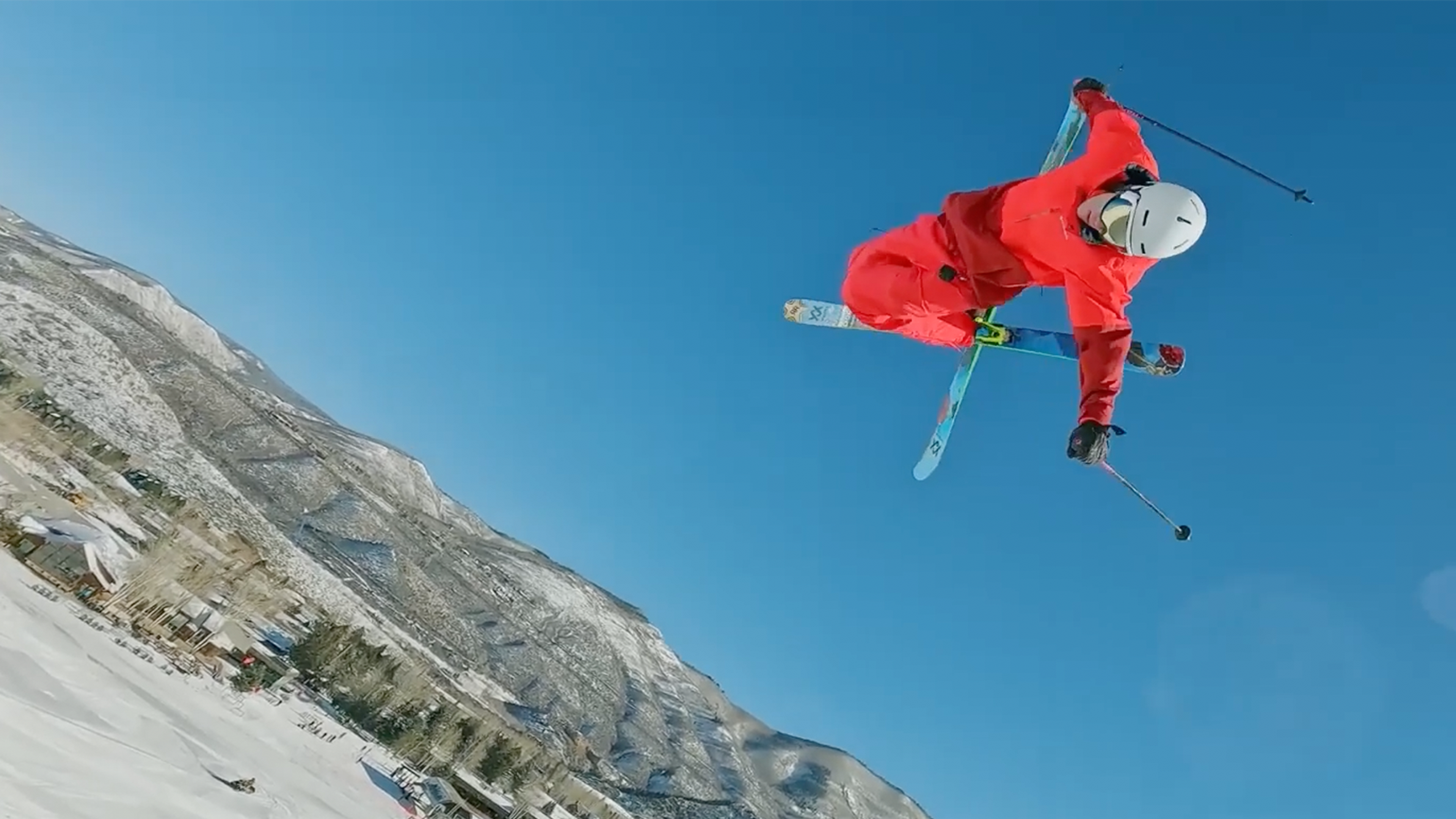 Alex Ferreira completing a ski jump