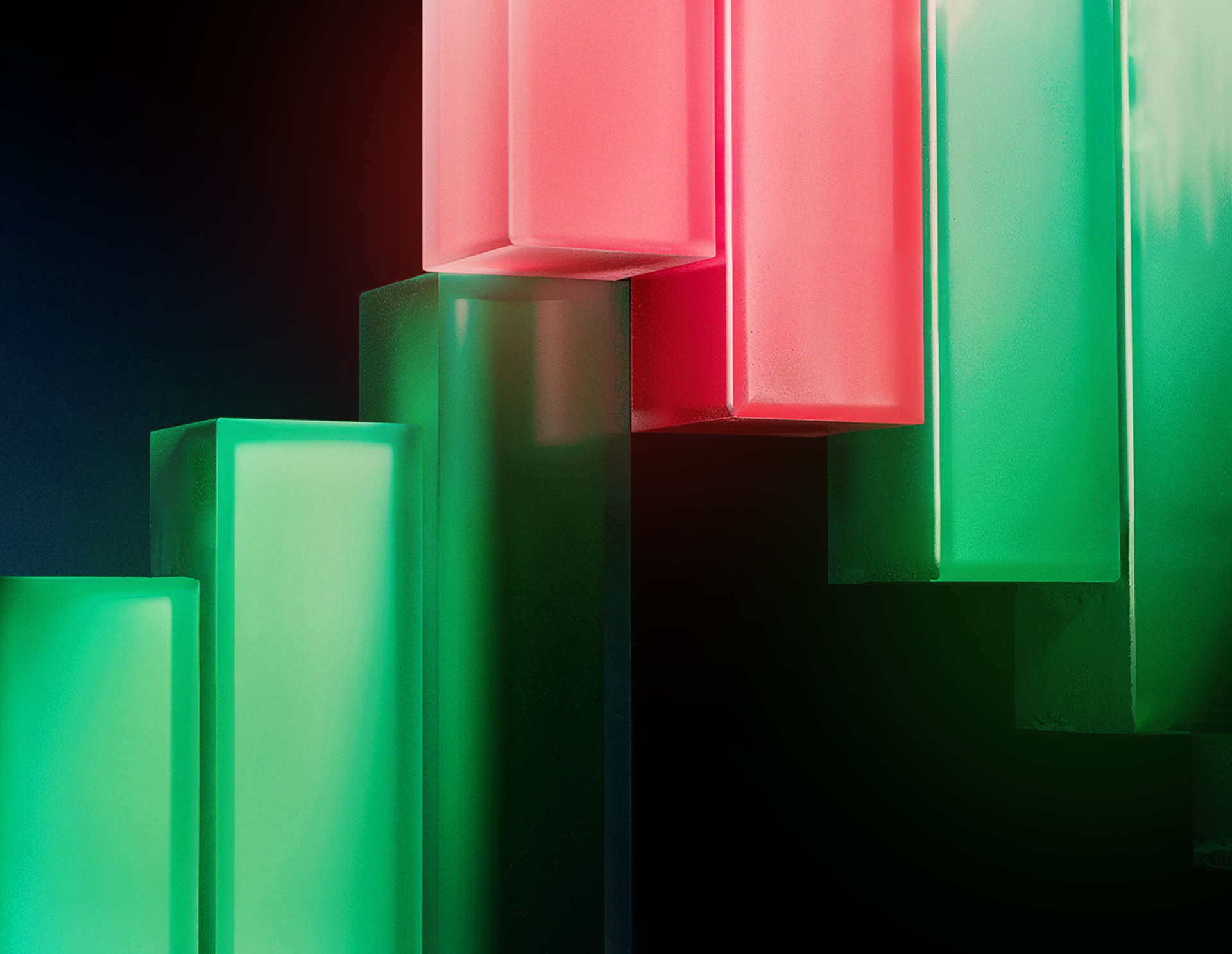 Red and green glowing candlesticks