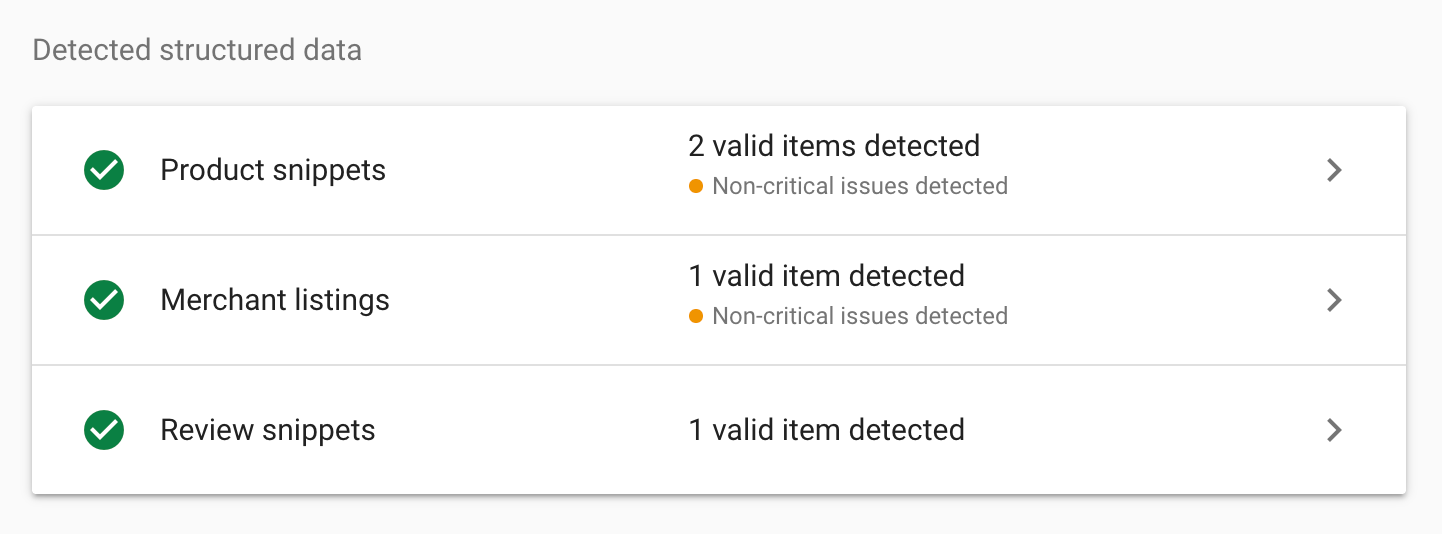 Screenshot of the rich result testing tool with the '@id' attribute removed. Google finds multiple Products