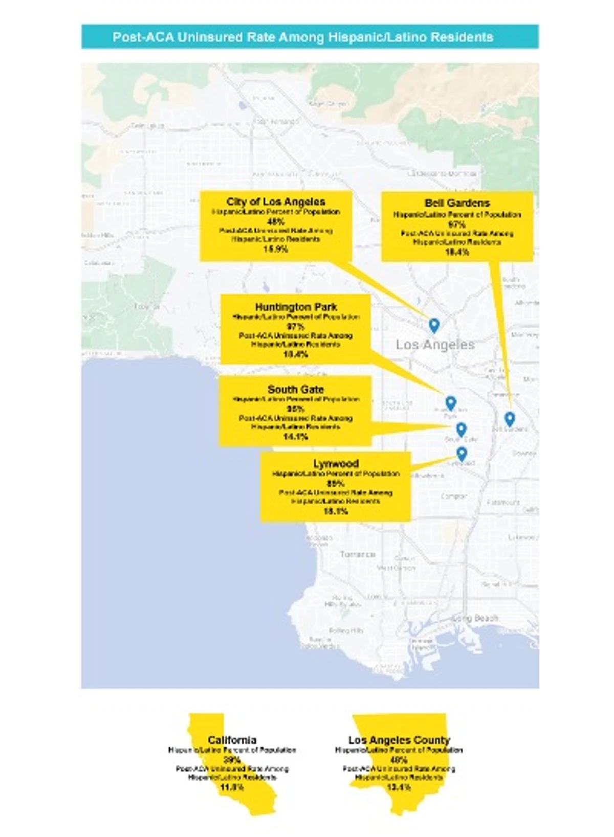 map of latino enrollment by region in LA county