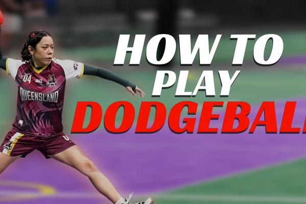 Person throwing a dodgeball with caption "How to play dodgeball"