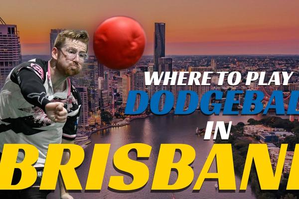 Man throwing dodgeball with hero text "Where to play dodgeball in Brisbane"