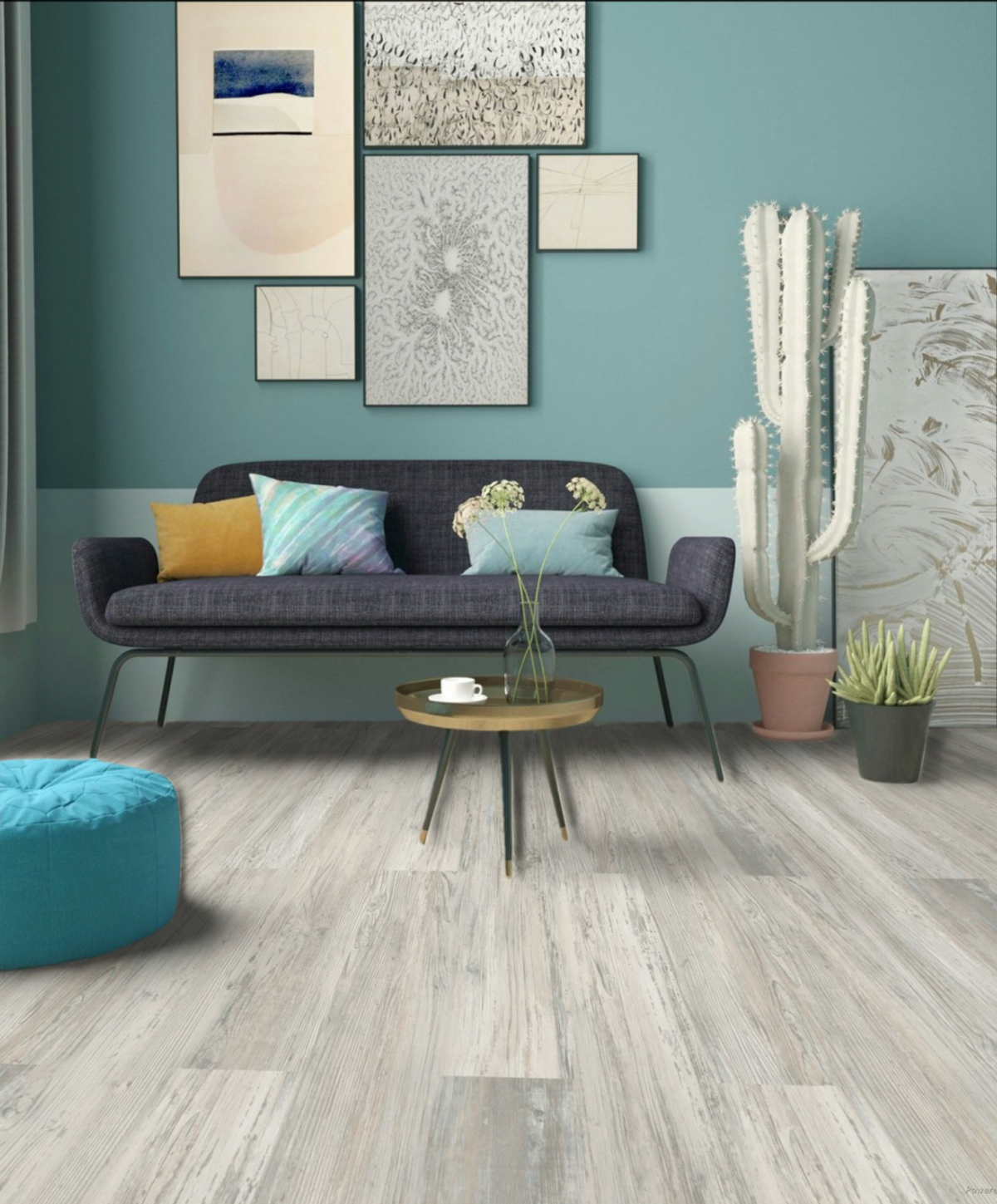 Luxury vinyl plank flooring in a bright interior