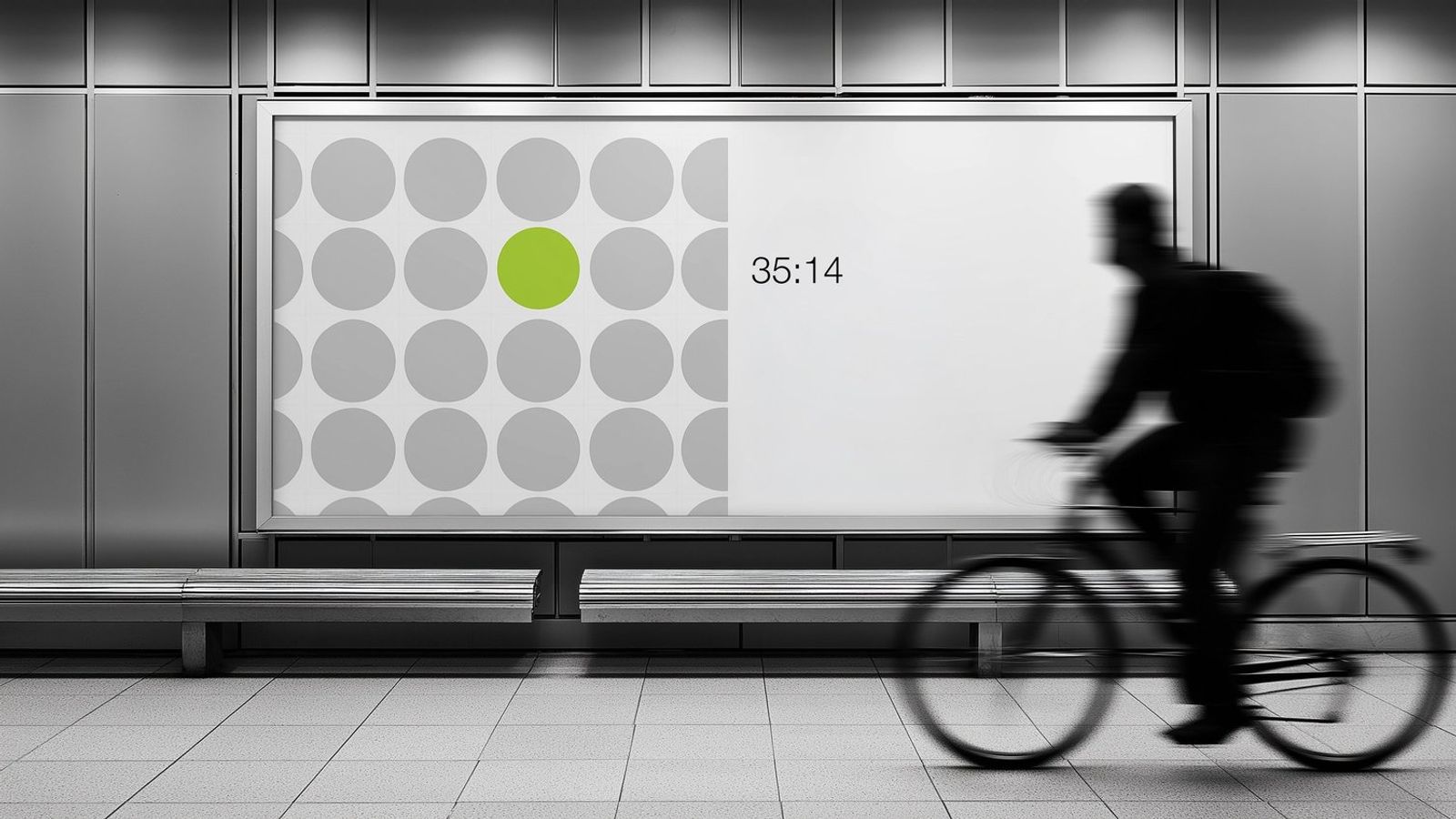 Digital collage evoking a subway billboard and data-driven advertising imagery