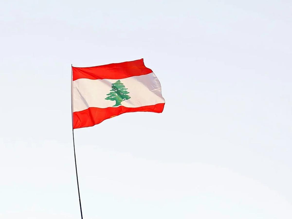 Flag of the Republic of Lebanon featuring the cedar tree on red and white bands.