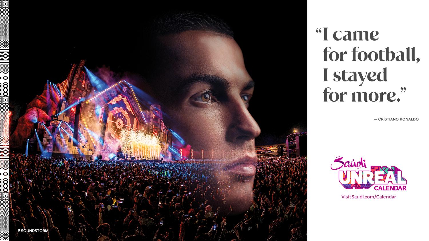 Saudi Unreal Calendar campaign key visual featuring Cristiano Ronaldo