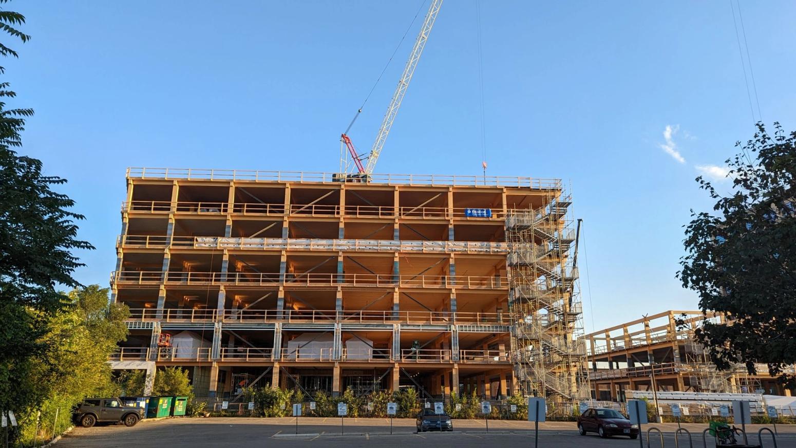 Mass timber building construction