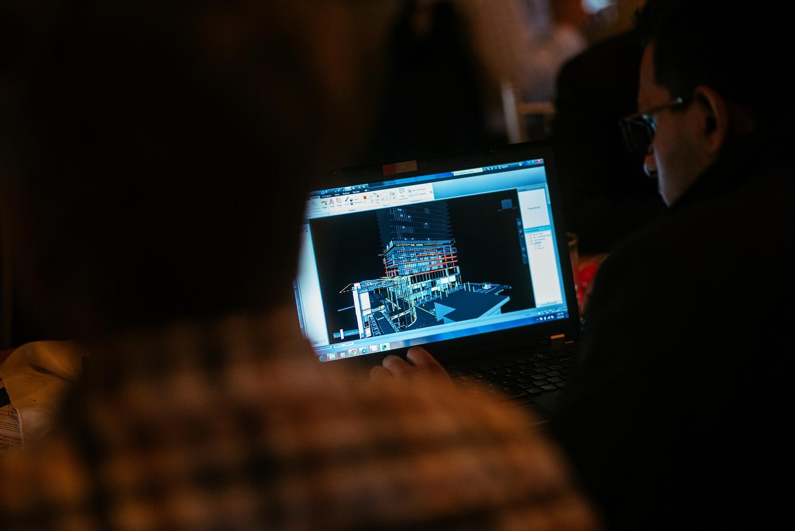 Employee working on a digital model