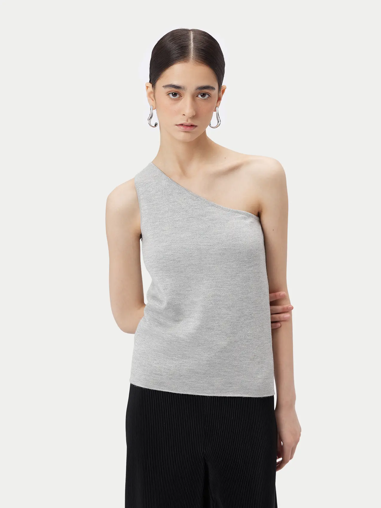 Cashmere Silk Sleeveless Asymmetric Top | GOBI Cashmere