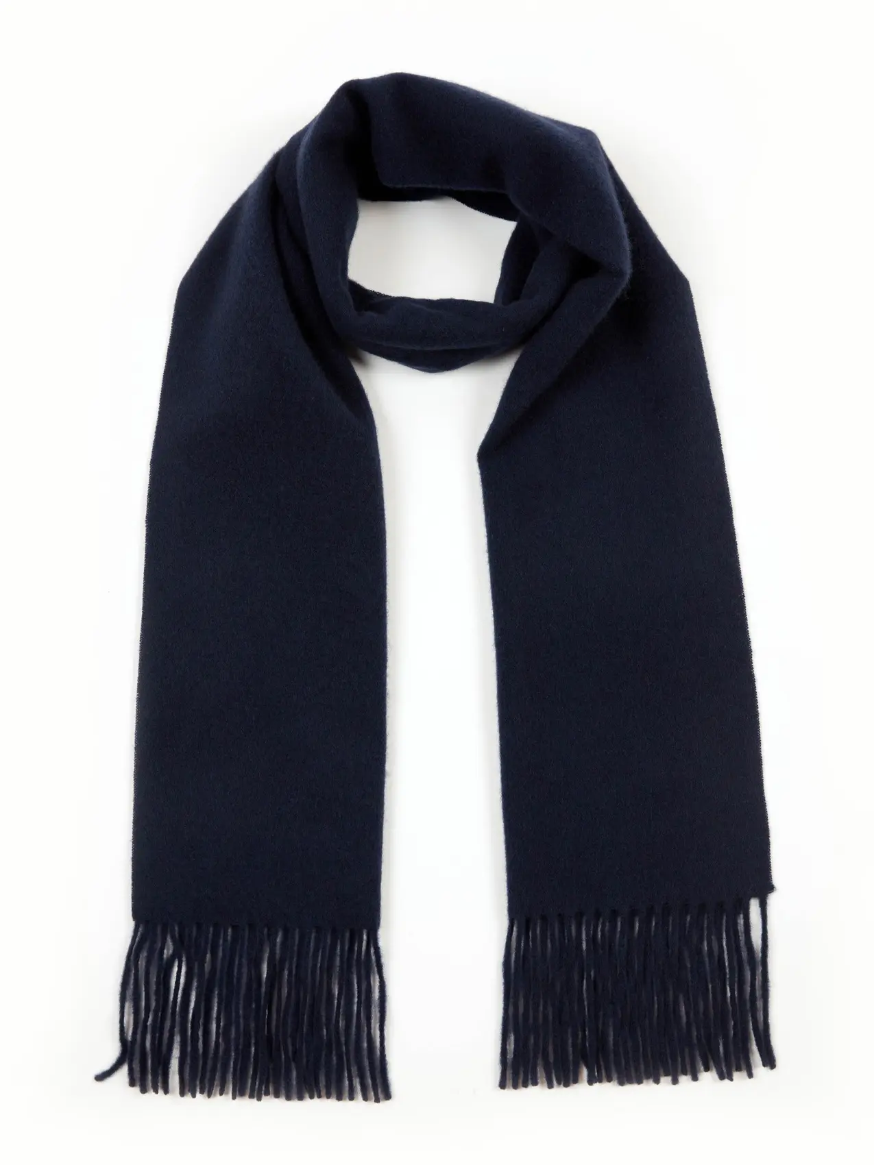 Cashmere Fringed Scarf Navy