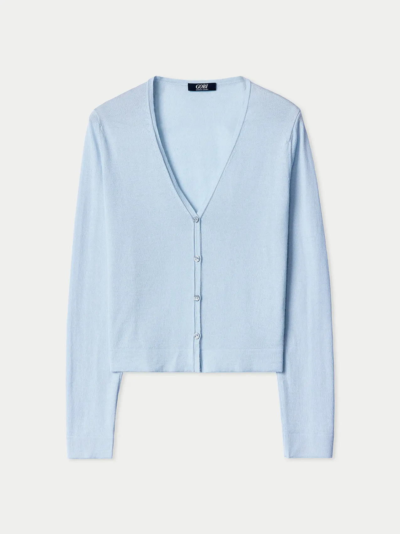 Baby blue lightweight silk cashmere cardigan | GOBI Cashmere