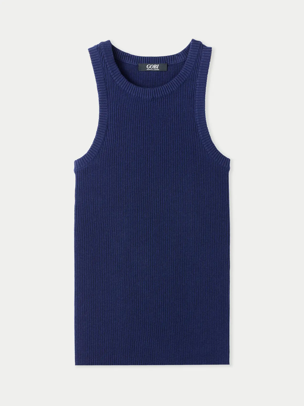 Ribbed cotton cashmere tank top in Navy | GOBI Cashmere 