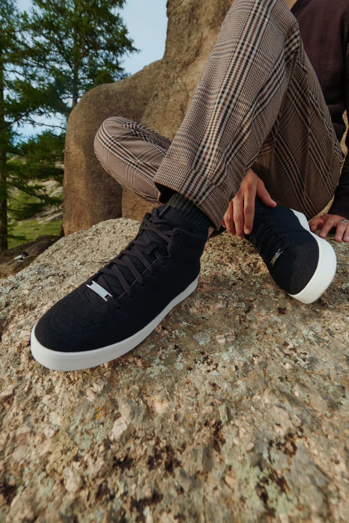 high ankle cashmere sneaker