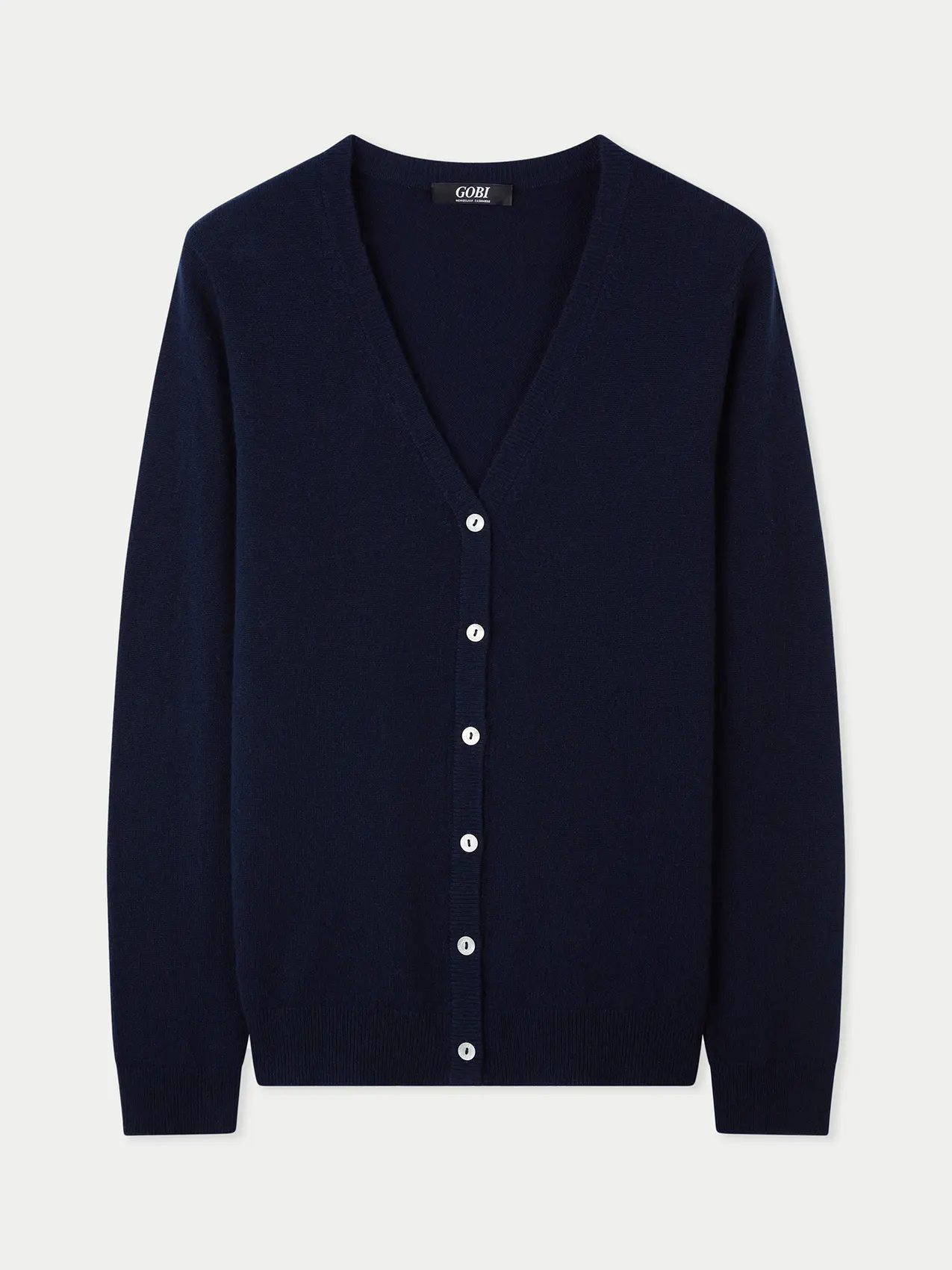 Navy cashmere V-neck cardigan | GOBI Cashmere