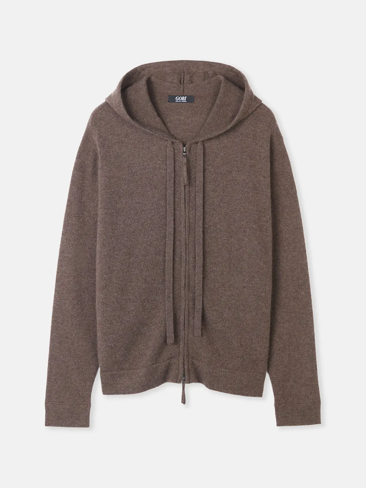Brown Cashmere Zip-Up Hoodie | GOBI Cashmere