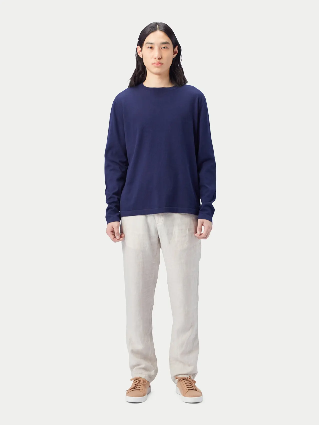 C-Neck lightweight summer silk cashmere men's shirt | GOBI Cashmere