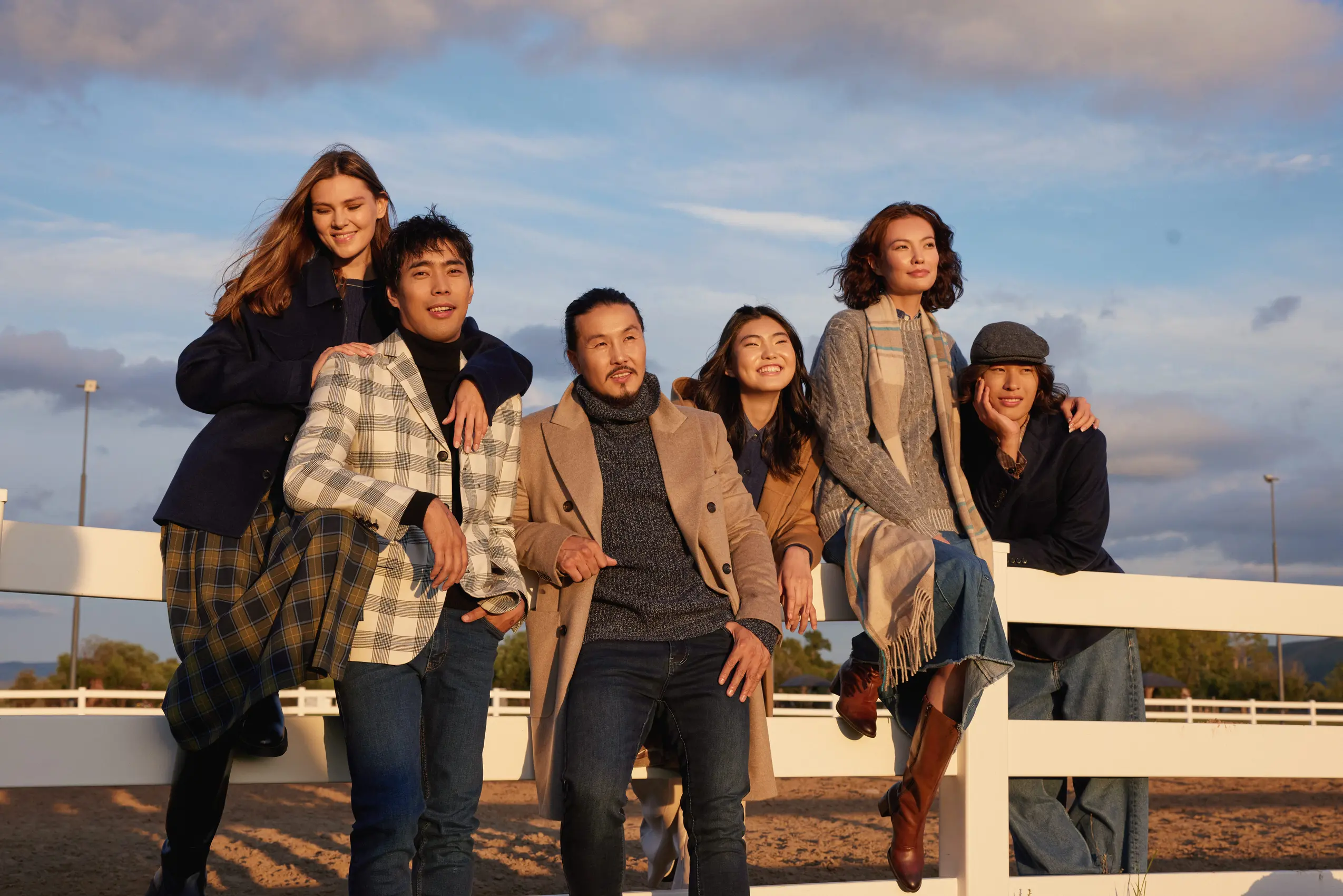 group of cashmere models in the sunset