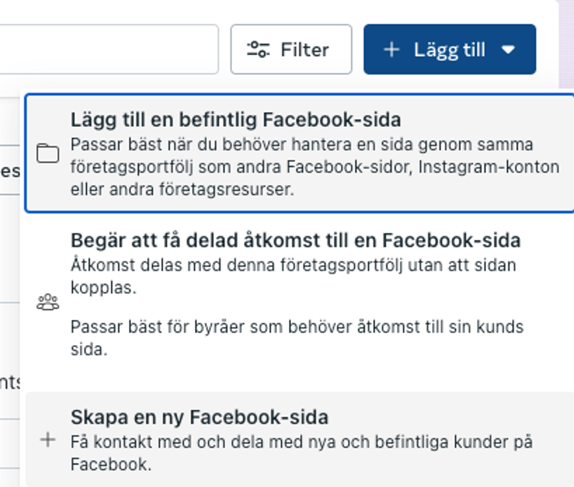 Lägg till Facebook-sida