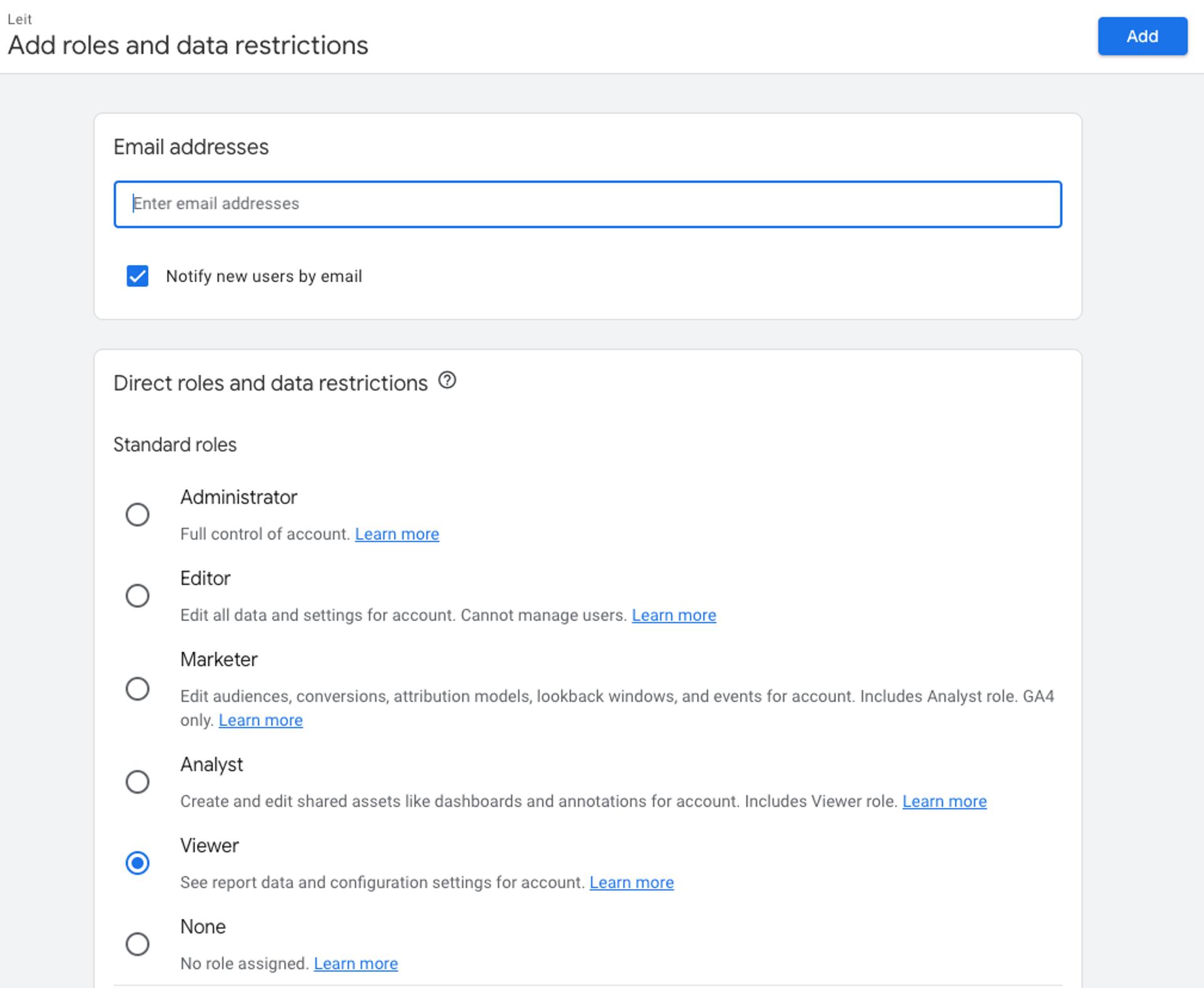 ga4 roles and data restrictions