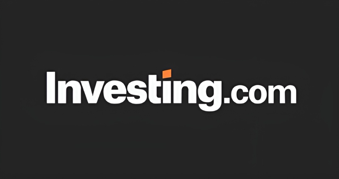 White Investing.com Logo in a black background.