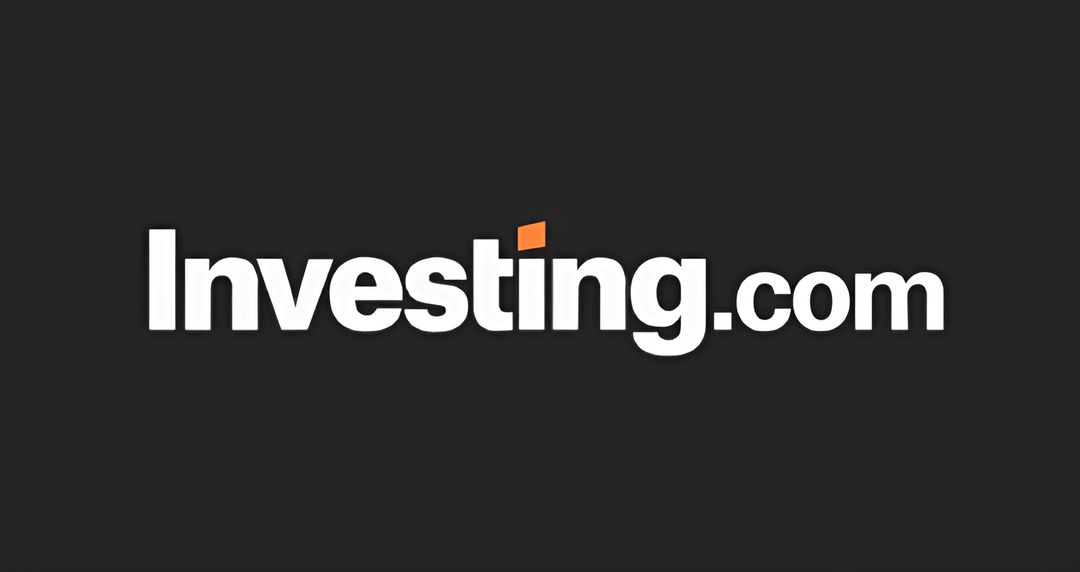 검은색 배경에 흰색 Investing.com 로고.
