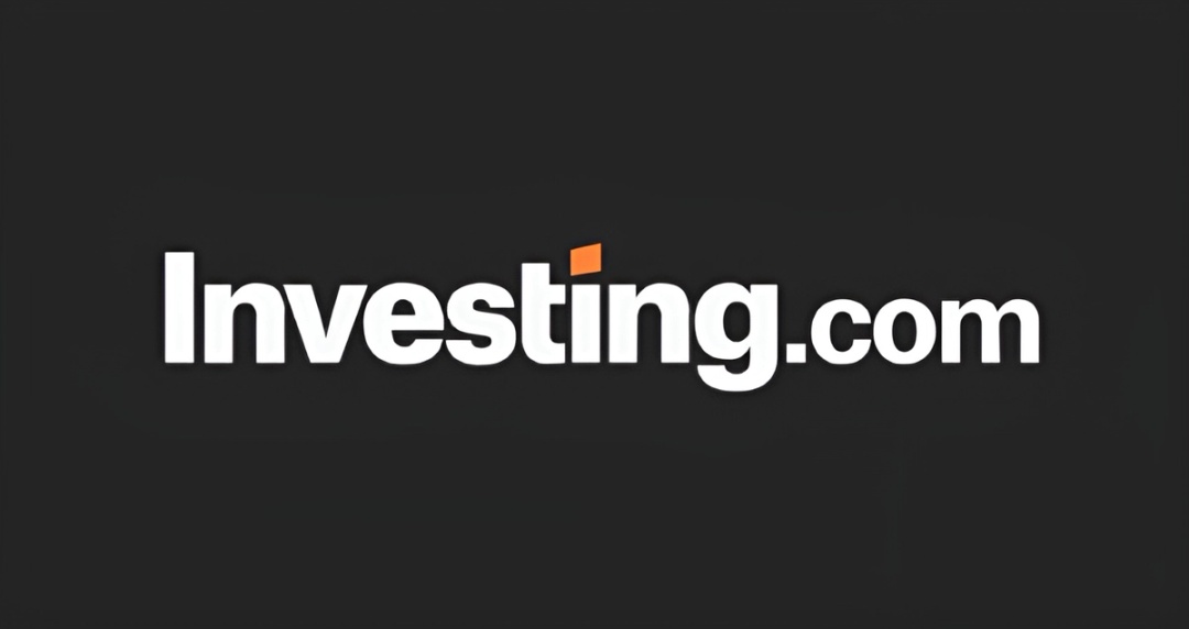 White Investing.com Logo in a black background.