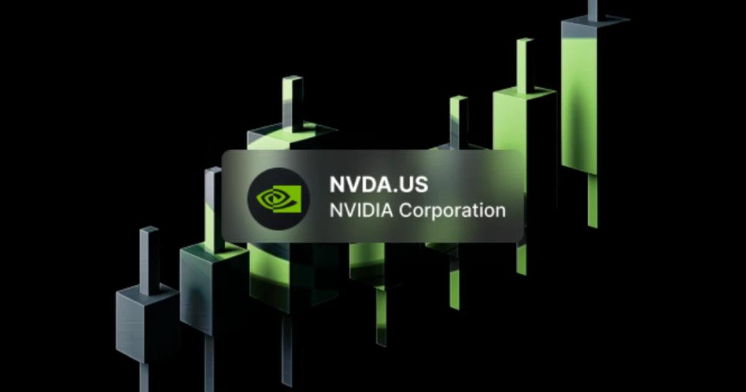 带有Nvidia标志和绿色K线图形态的VDA股票分析图表