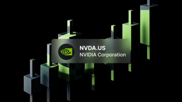 Gráfico visual del análisis bursátil de VDA con el logotipo de Nvidia y un patrón de velas japonesas en verde
