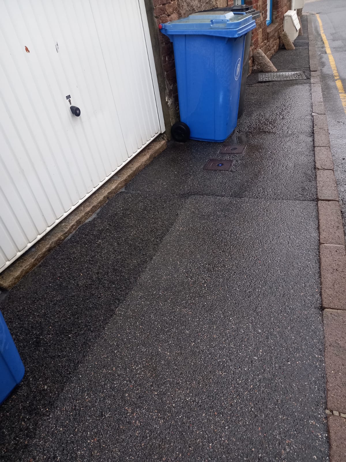 Blue wheely bin