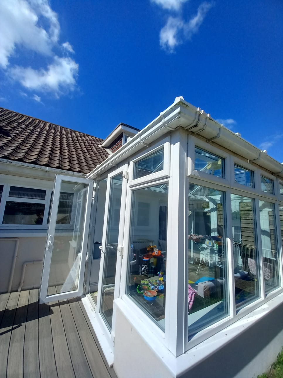 Conservatory on a local house with freshly clean windows and upvc