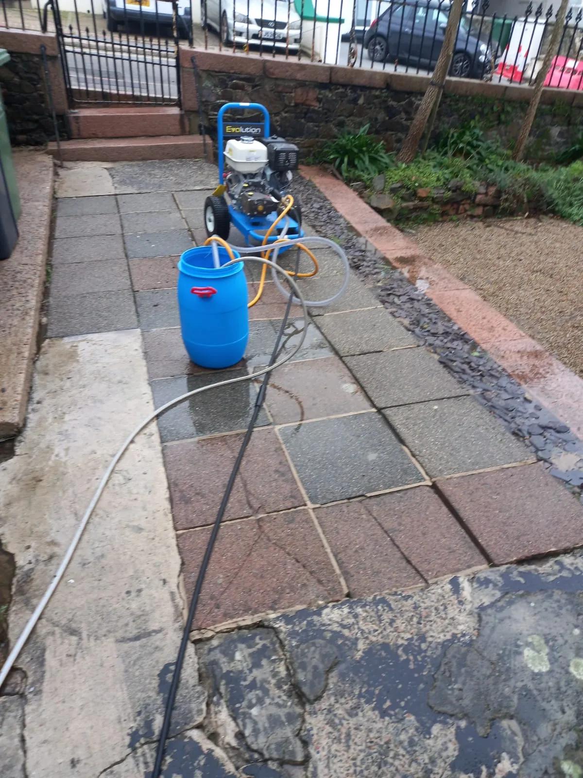 Our jet washer set up on a customers patio