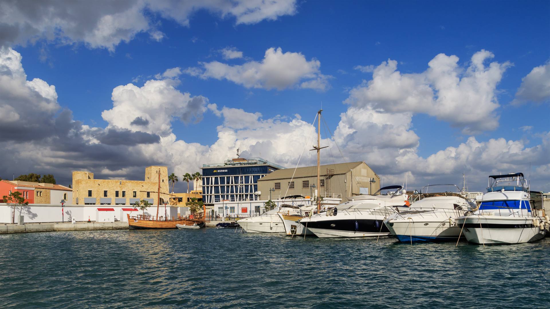 Limassol Old Harbour Marina with colourful boats and waterfront