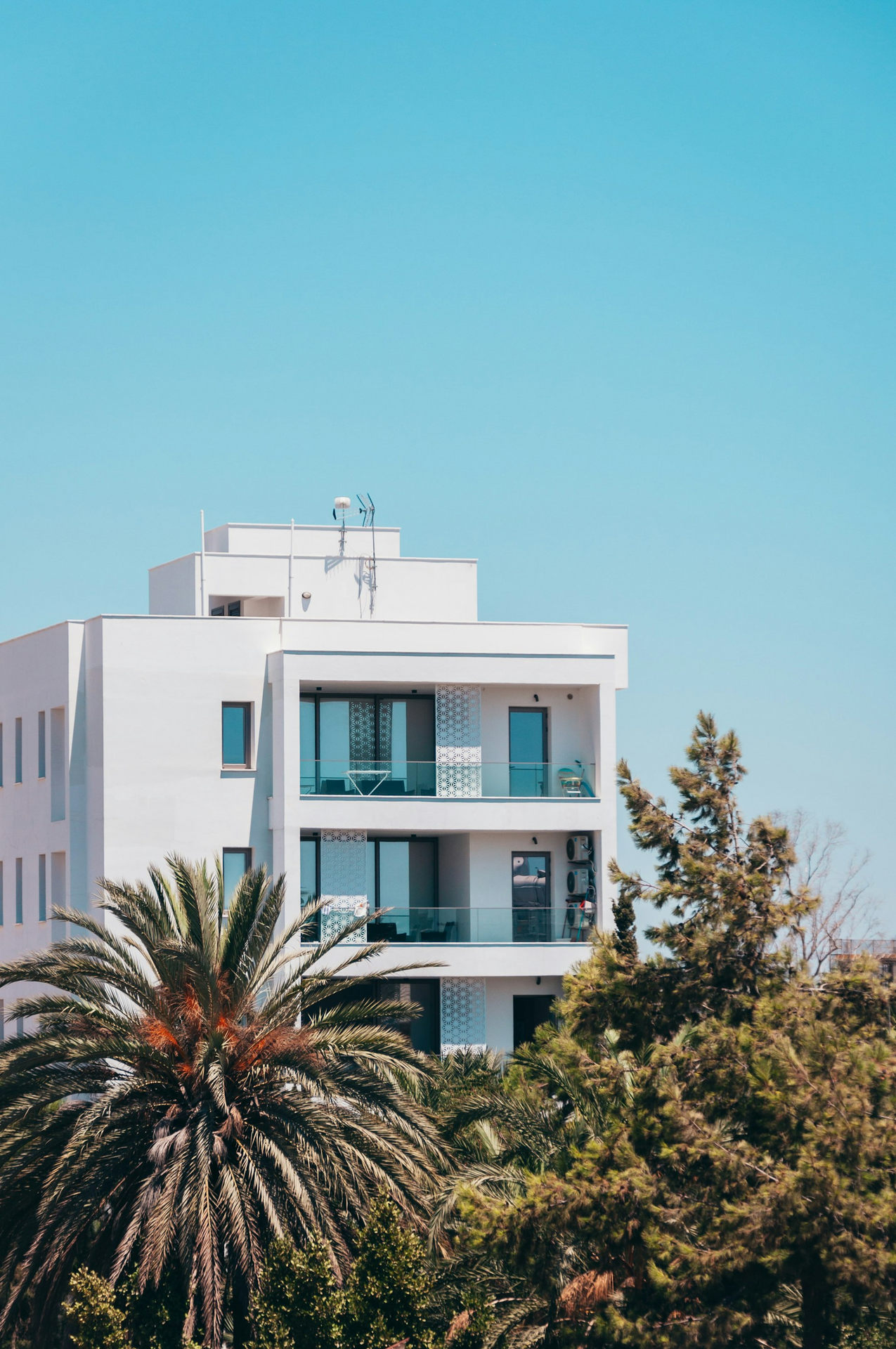 White building with palm trees for Cyprus residence permit