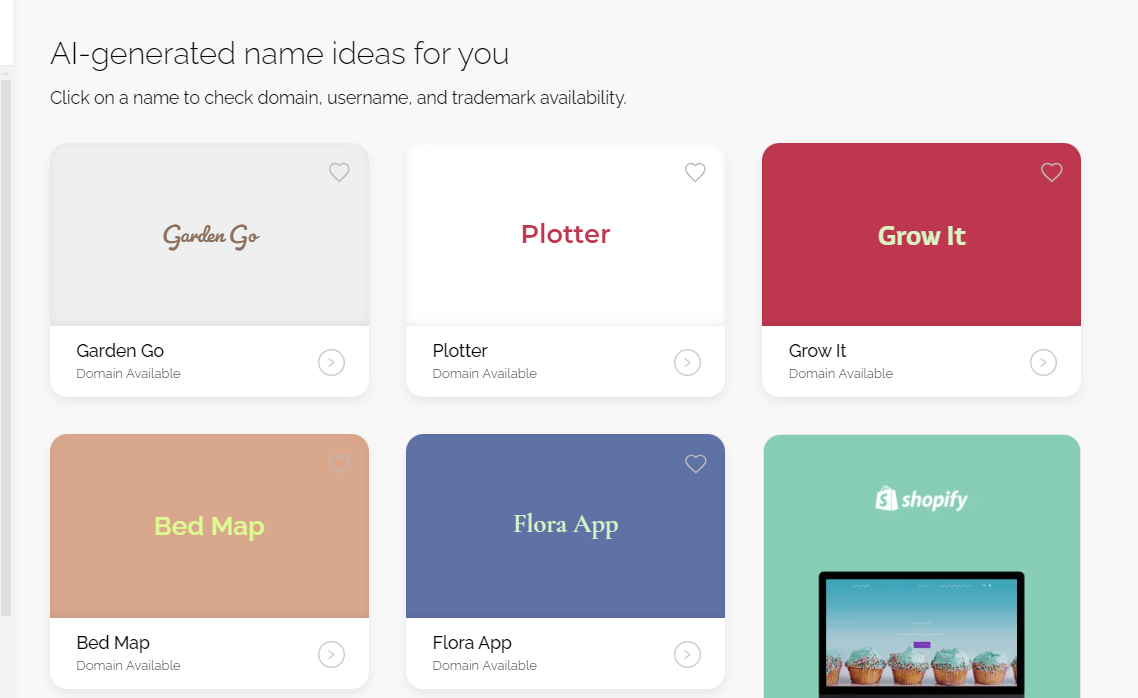 Screenshot of Namify Tech to help create app names.