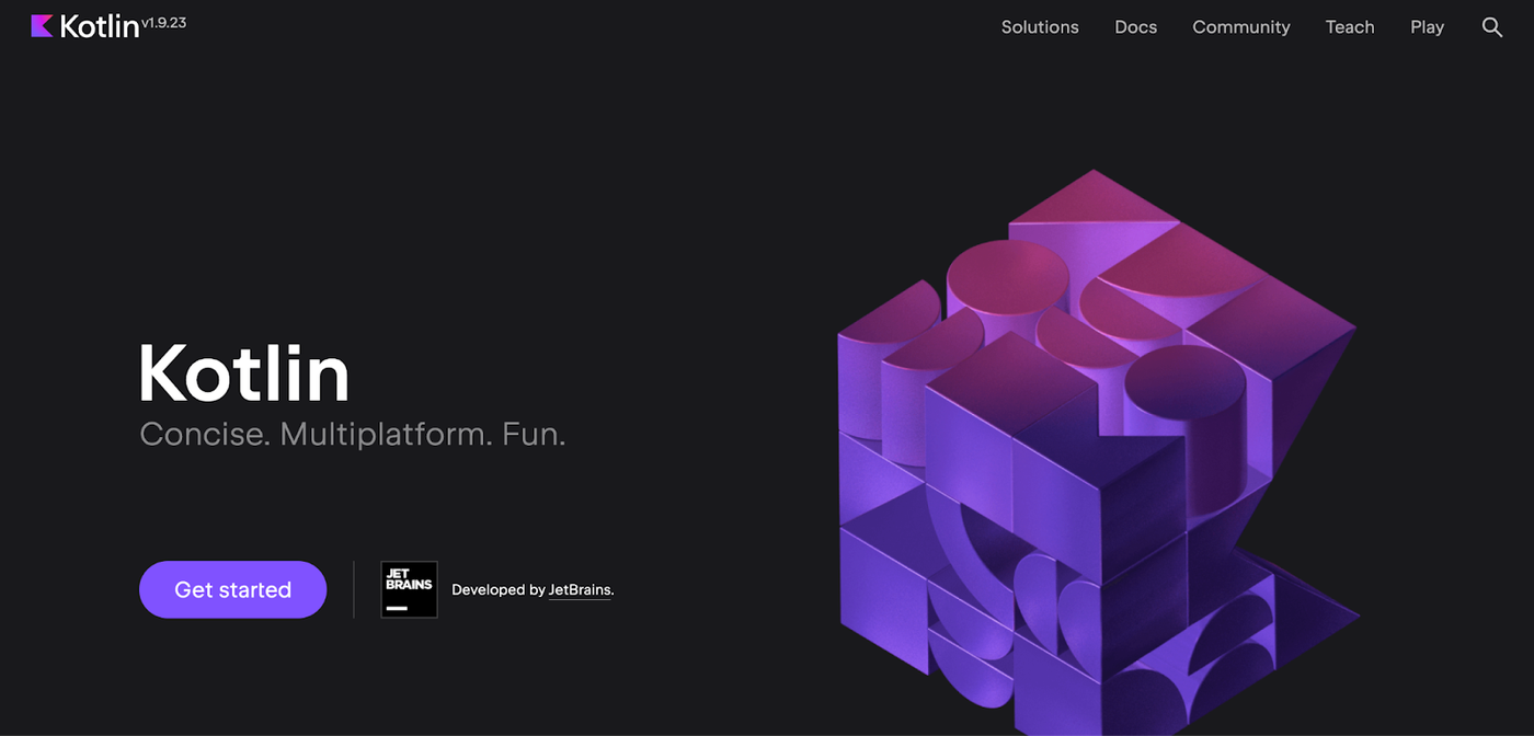 Screenshot of Java or Kotlin website, desktop