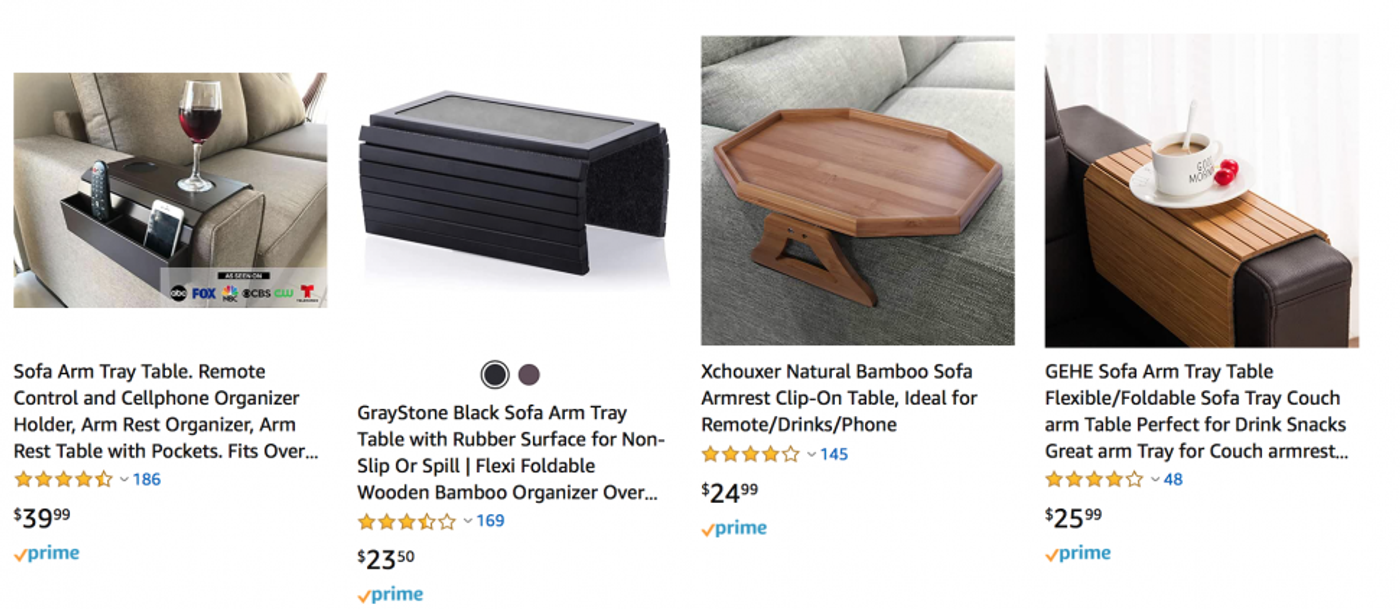 Amazon search results for couch armrest tables