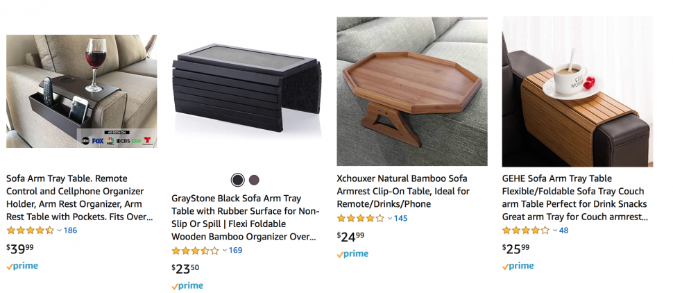 Amazon search results for couch armrest tables