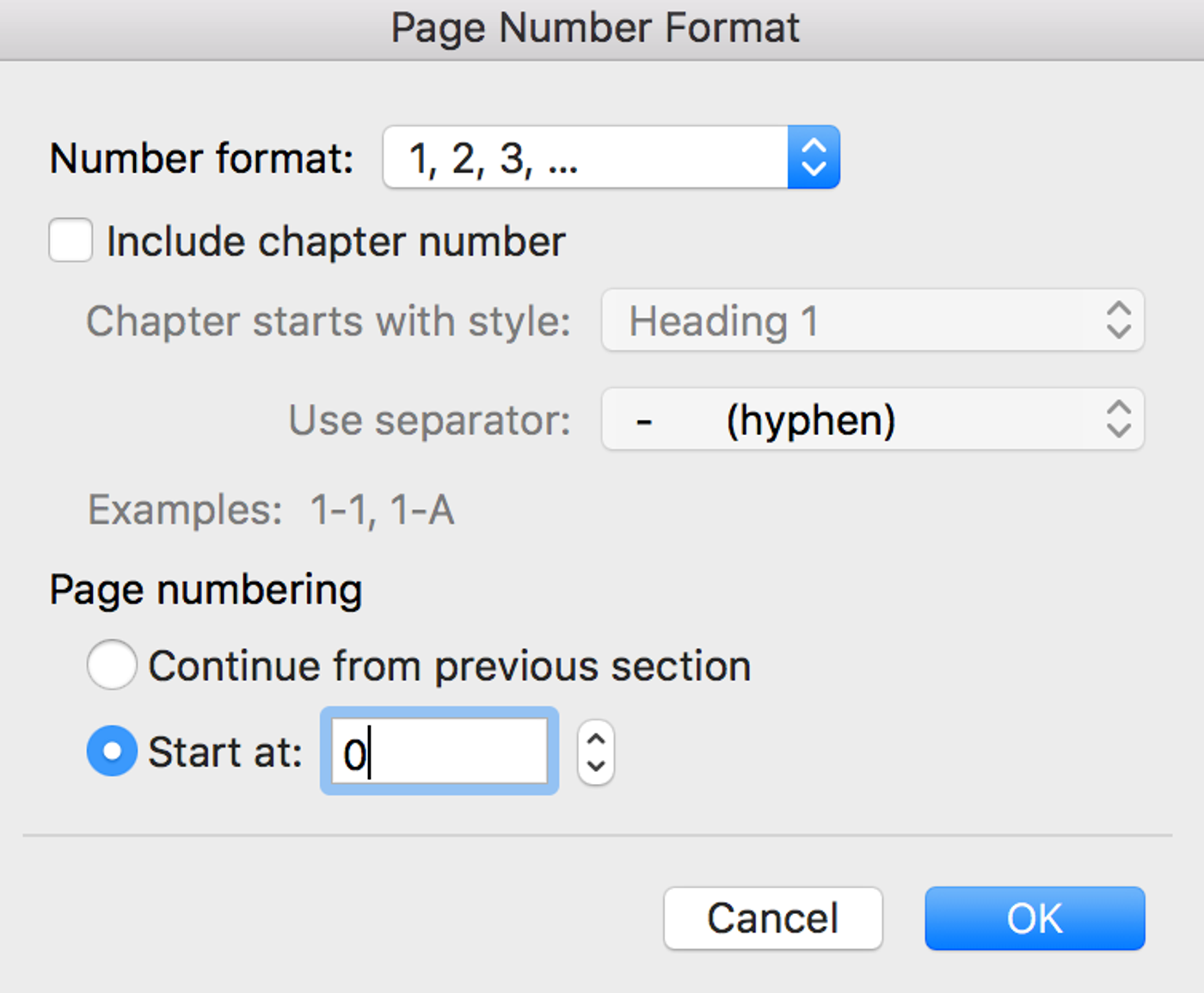 How to write a book in Word - Page number format