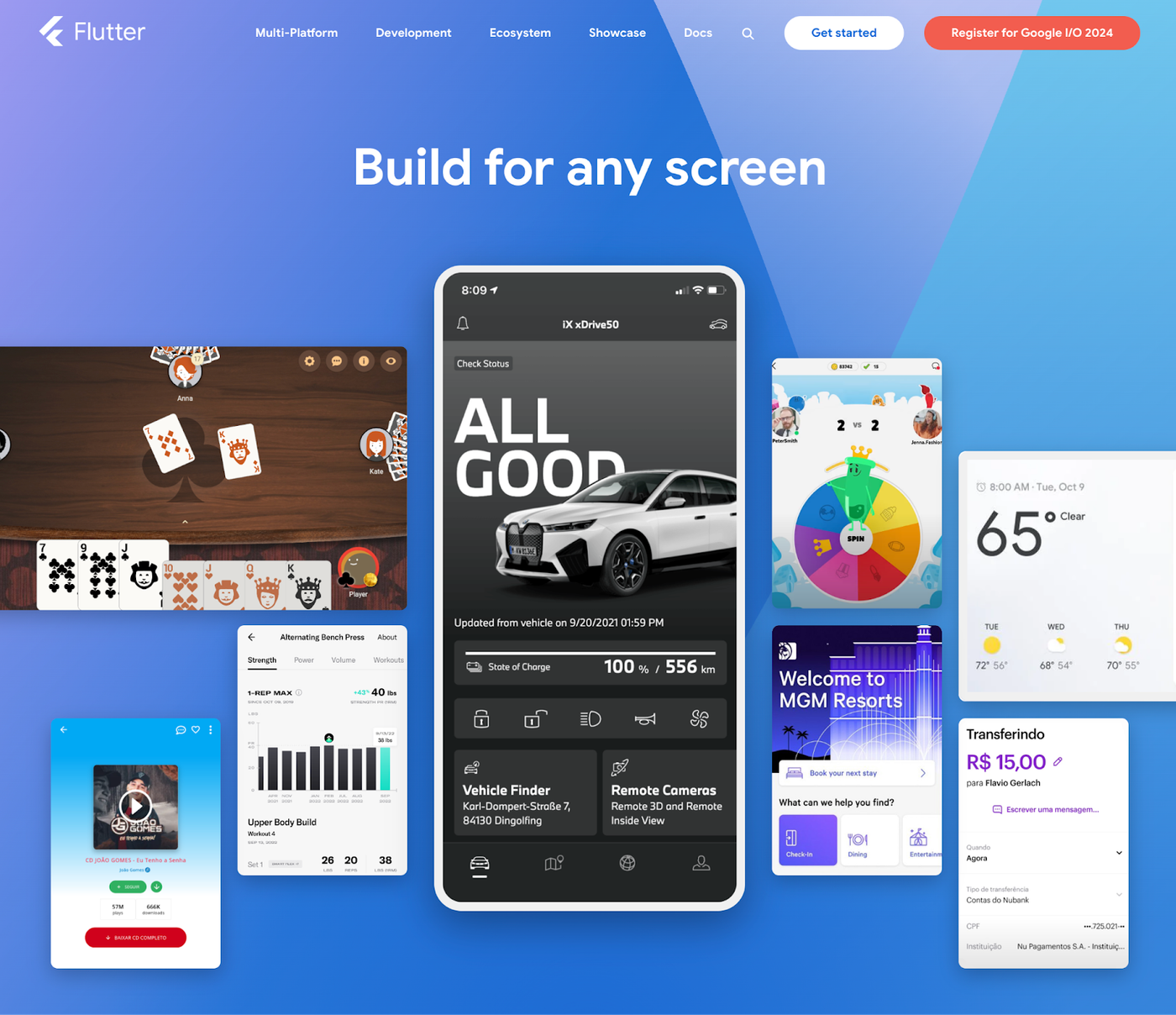 Screenshot of Flutter website, desktop