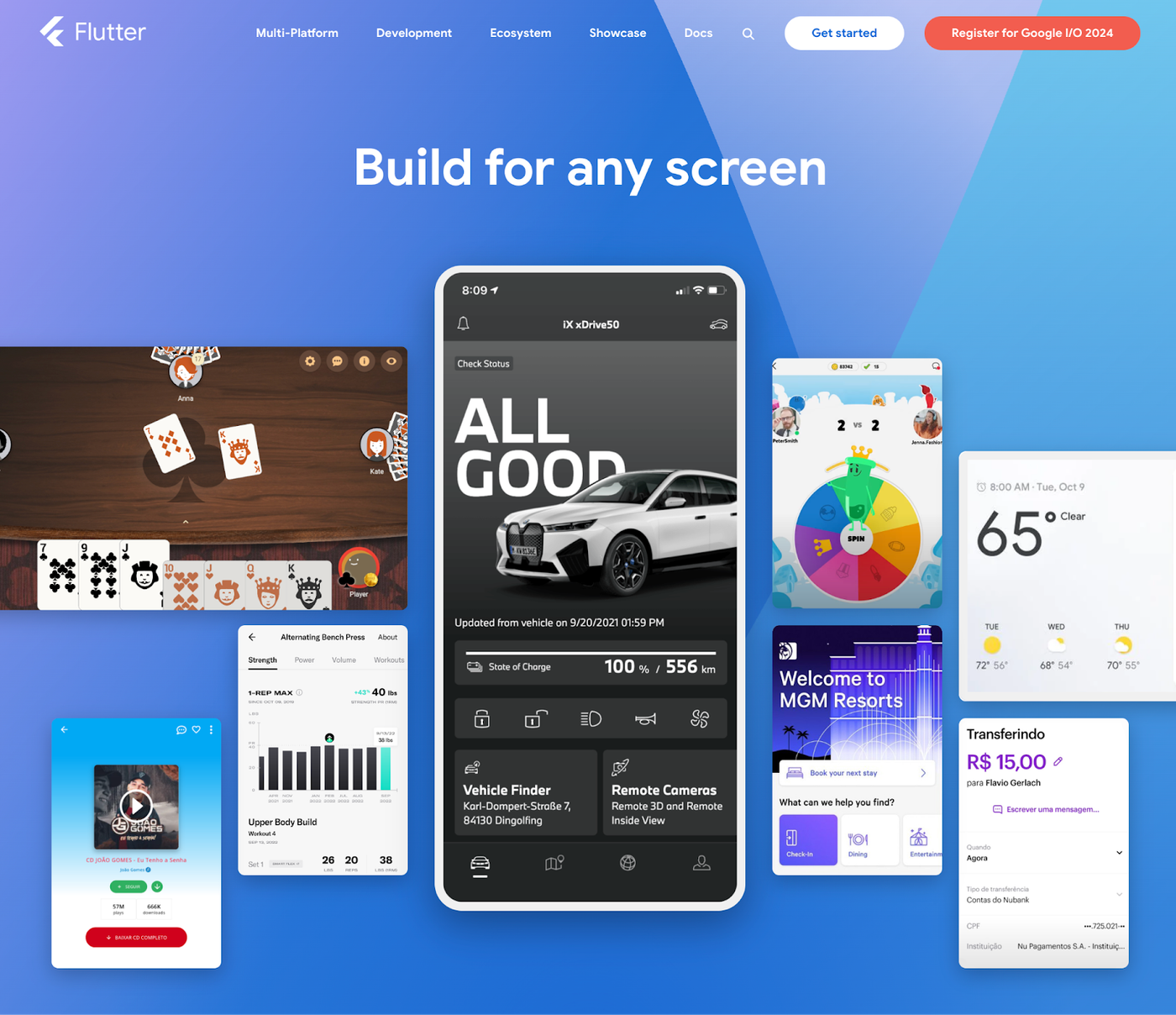Screenshot of Flutter website, desktop