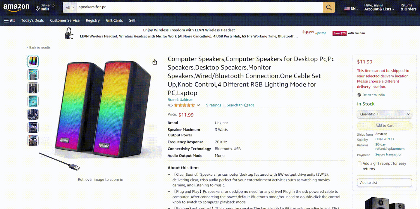 A GIF of an amazon product page, with A+ content.