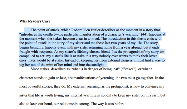 Manuscript text with indented paragraphs highlighted