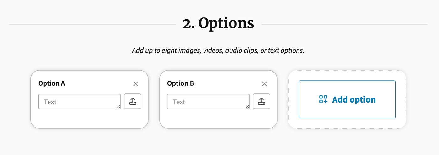 Screenshot of options portion of Poll Builder