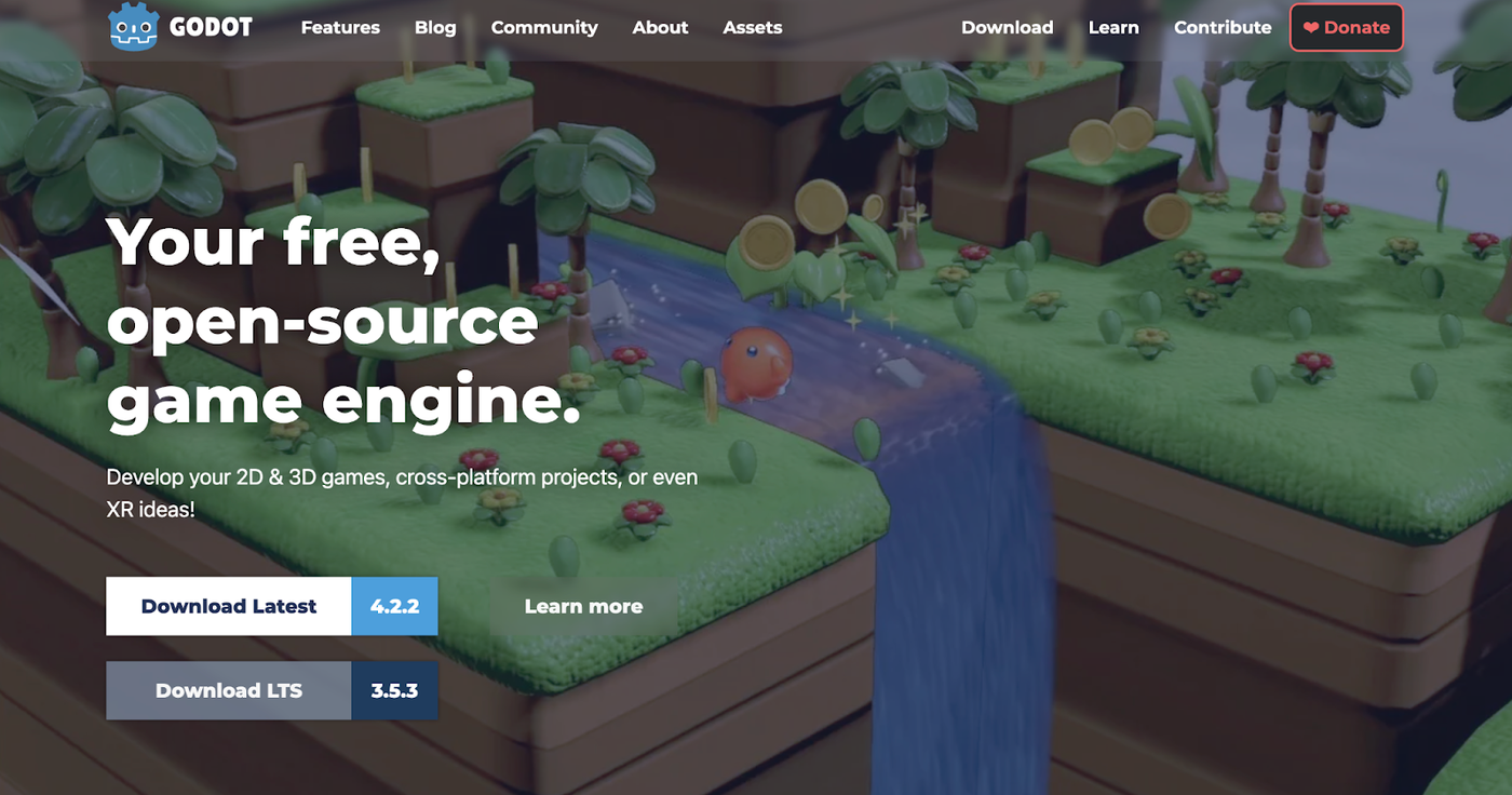 Screenshot from Godot desktop website