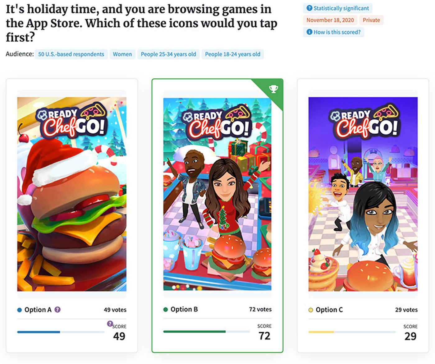 PickFu poll for App Store game