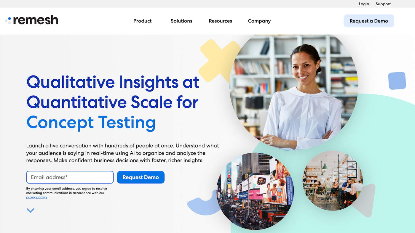 Alternatives to Google Surveys: Remesh homepage