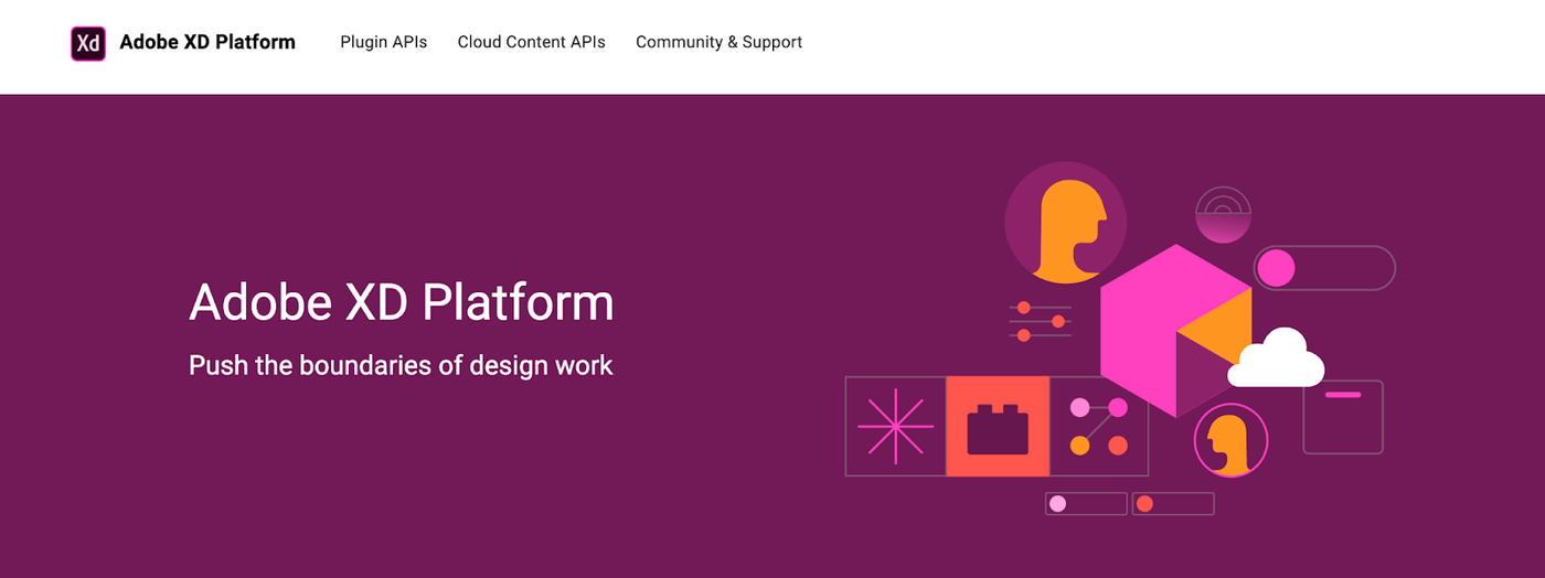 Screenshot of Adobe XD website, desktop