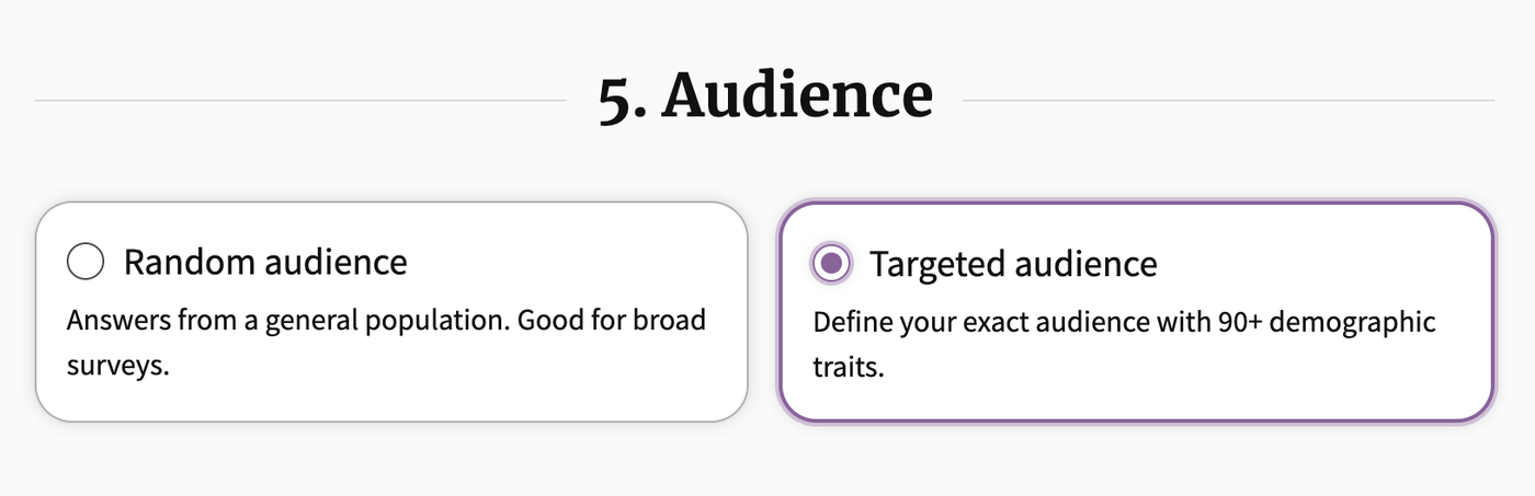 Screenshot of Poll Builder audience selector.
